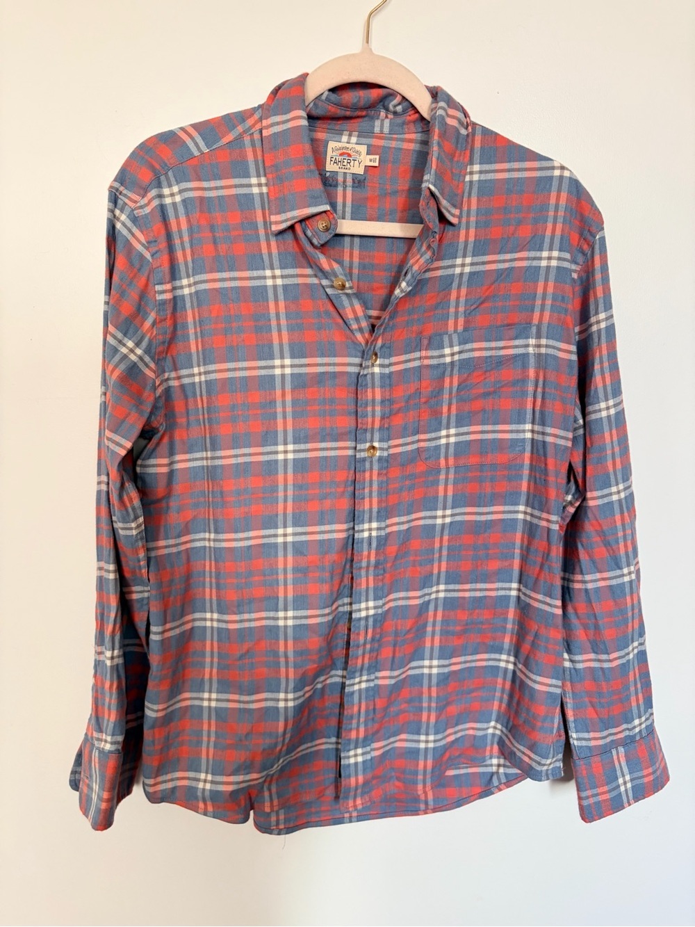 Faherty Red and Blue Plaid Long-Sleeve Button-Down Shirt